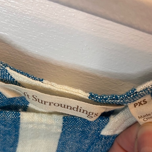 Soft Surroundings Striped Cold Shoulder Linen Tunic Top Petite XS Blue - Picture 5 of 10